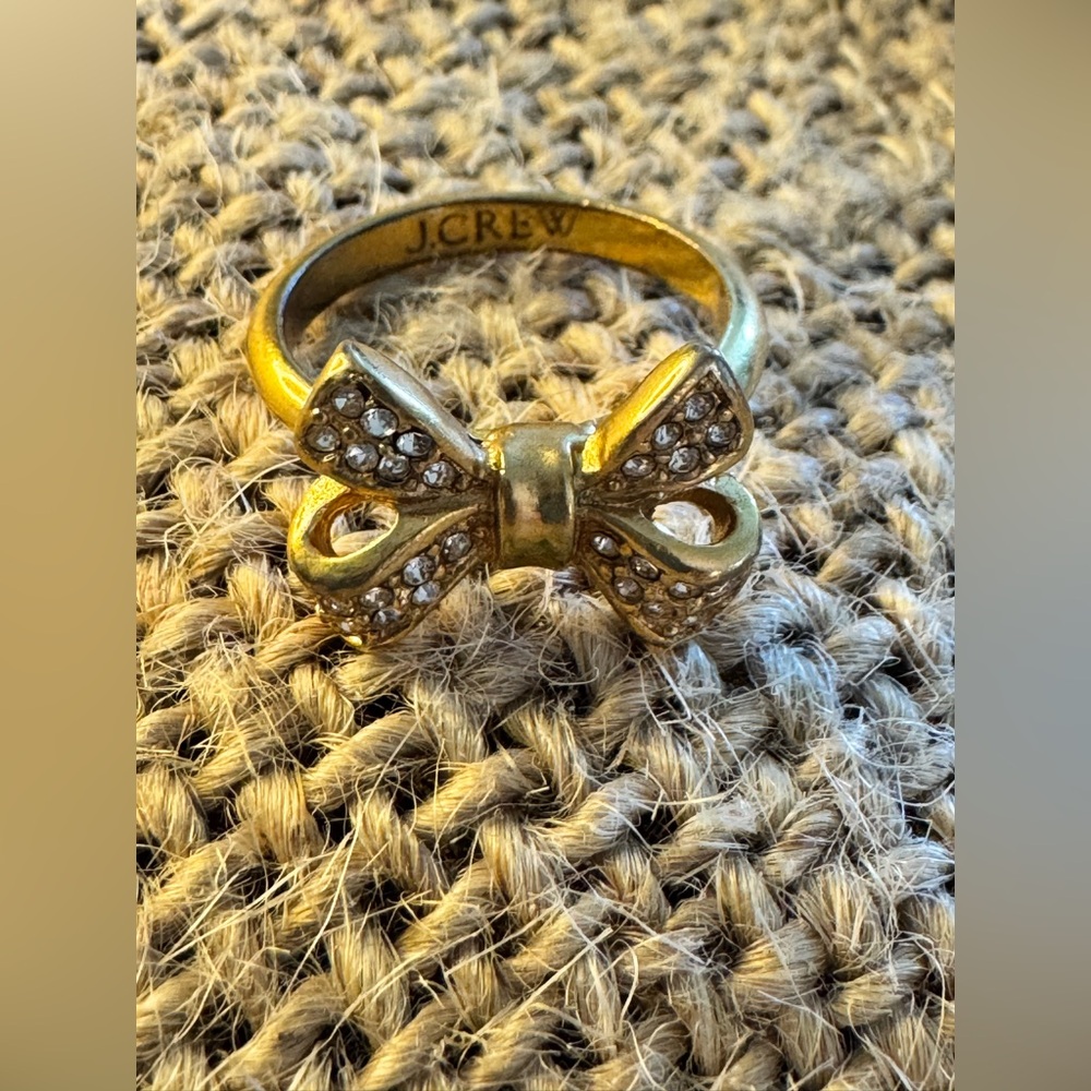 J. Crew Gold Bow Ring with Sparkling Accents